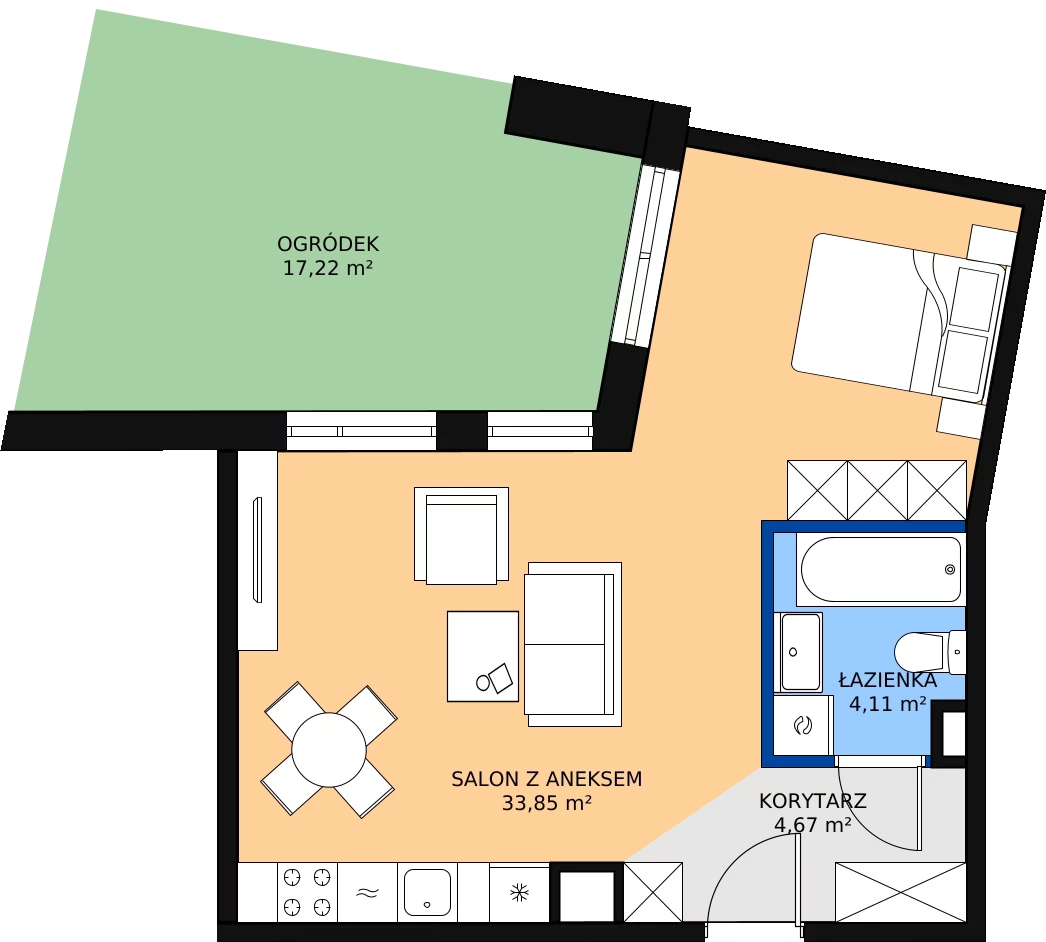 Zalety mieszkania 42.63 m², 41
