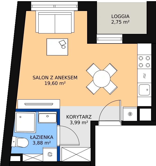 Zalety mieszkania 27.47 m², 52