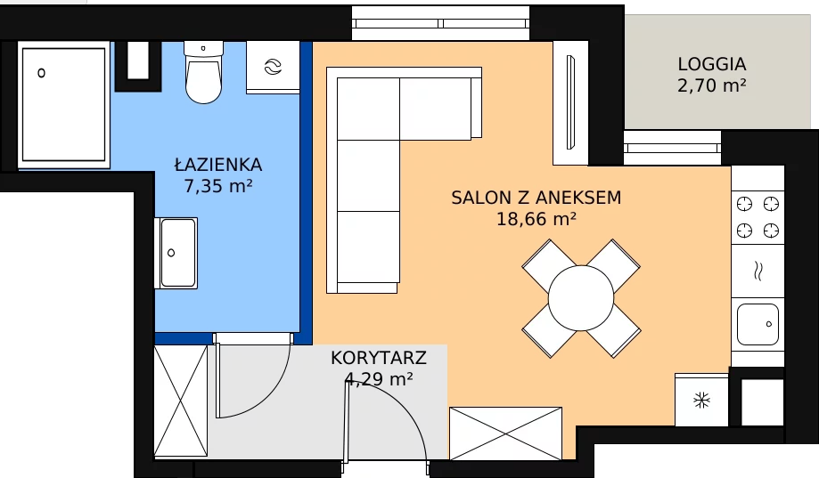 Zalety mieszkania 30.31 m², 57