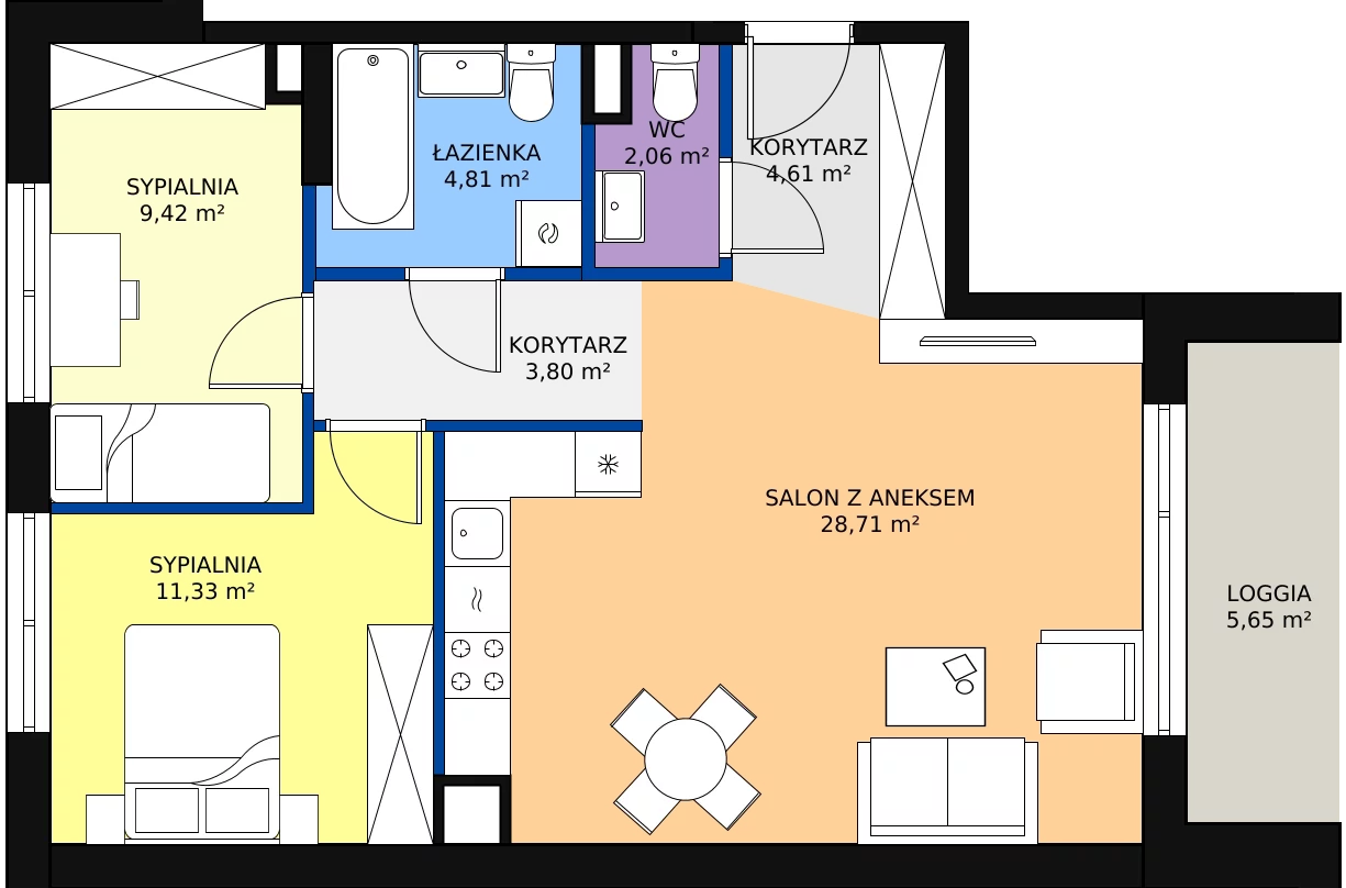 Zalety mieszkania 64.87 m², 13
