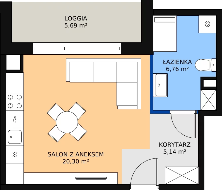 Zalety mieszkania 32.2 m², 14