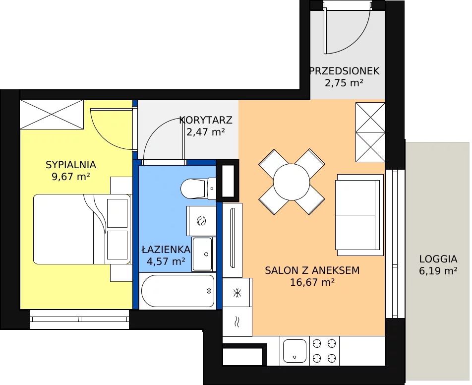 Zalety mieszkania 36.13 m², 72