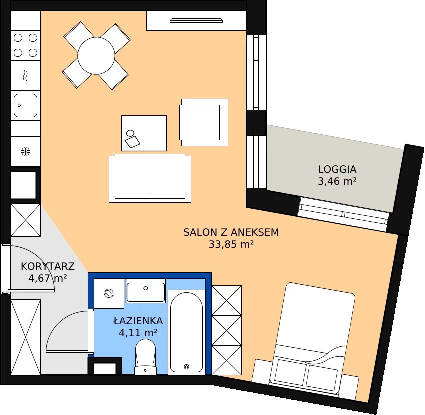 Zalety mieszkania 42.63 m², 83