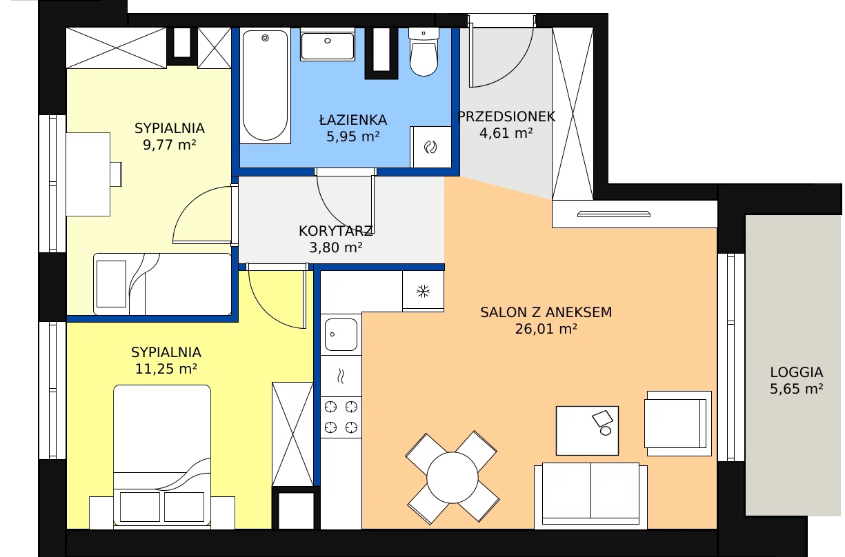 Zalety mieszkania 61.39 m², 21