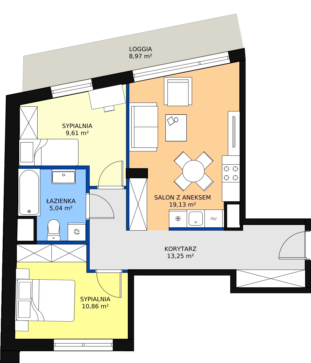 Zalety mieszkania 57.89 m², 23
