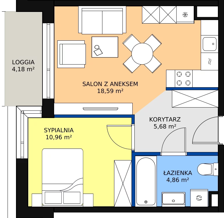 Zalety mieszkania 40.09 m², 88