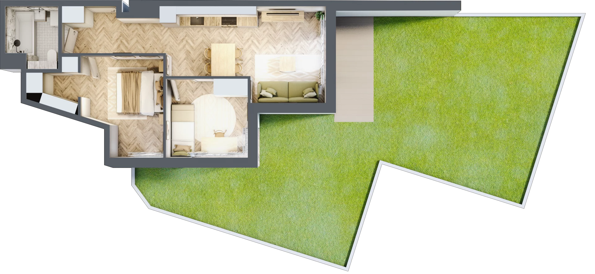 3 pokoje, mieszkanie 49,84 m², parter, oferta nr 2, Rezydencja Świerkowa, Radom, Idalin, ul. Świerkowa 47