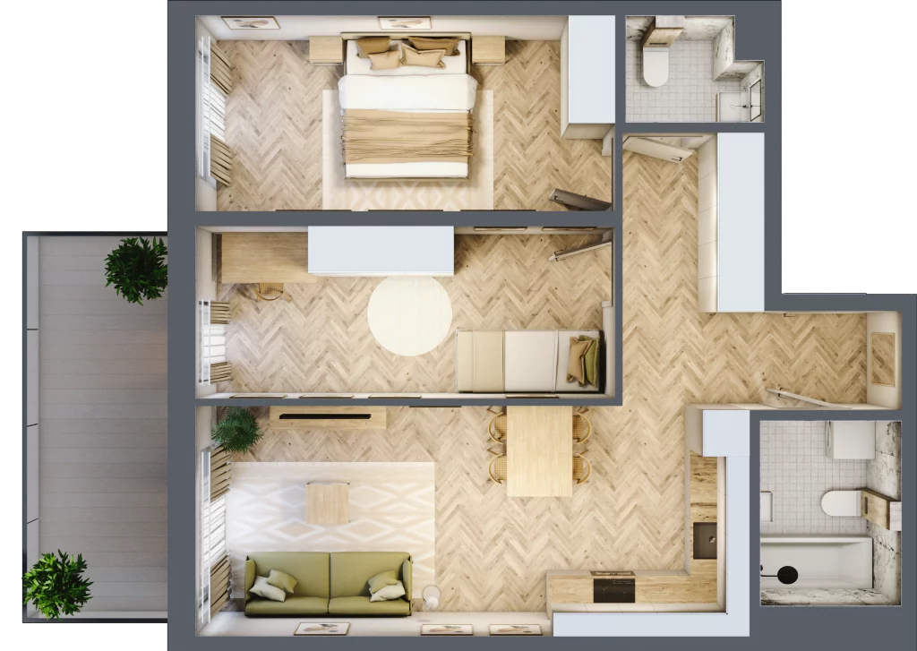 3 pokoje, mieszkanie 64,19 m², piętro 1, oferta nr 12, Rezydencja Świerkowa, Radom, Idalin, ul. Świerkowa 47
