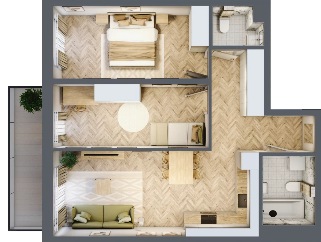 3 pokoje, mieszkanie 64,19 m², piętro 2, oferta nr 20, Rezydencja Świerkowa, Radom, Idalin, ul. Świerkowa 47