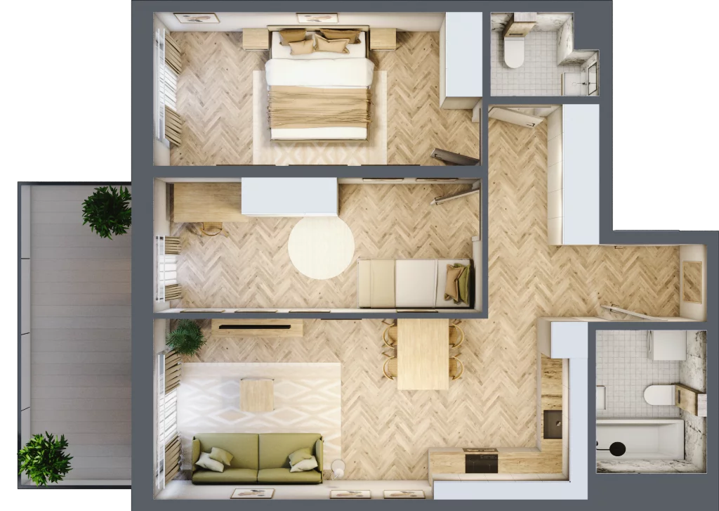 3 pokoje, mieszkanie 64,07 m², piętro 4, oferta nr 36, Rezydencja Świerkowa, Radom, Idalin, ul. Świerkowa 47