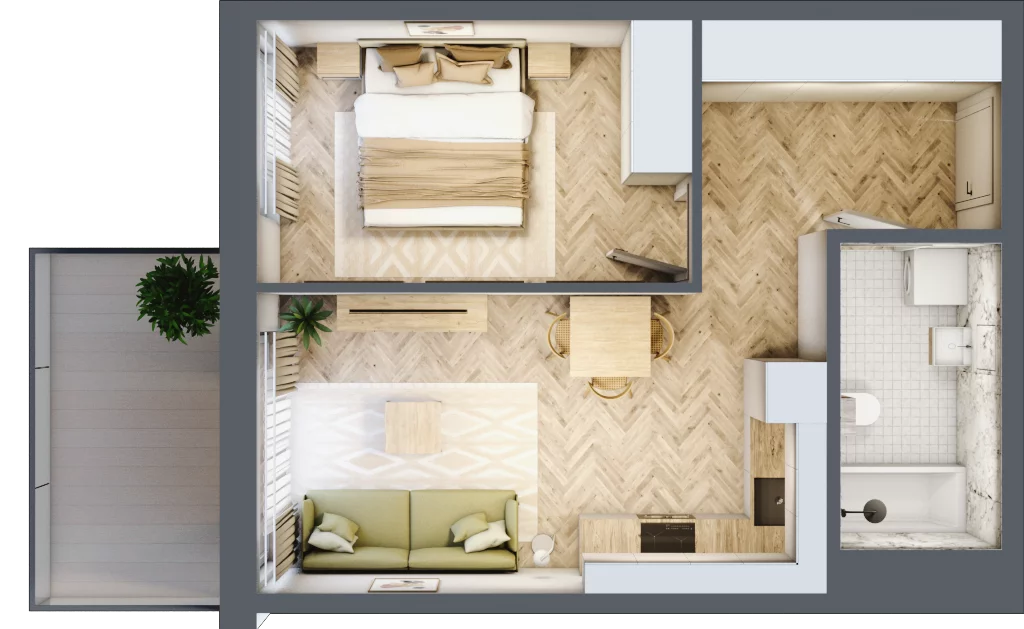 2 pokoje, mieszkanie 40,61 m², piętro 5, oferta nr 45, Rezydencja Świerkowa, Radom, Idalin, ul. Świerkowa 47