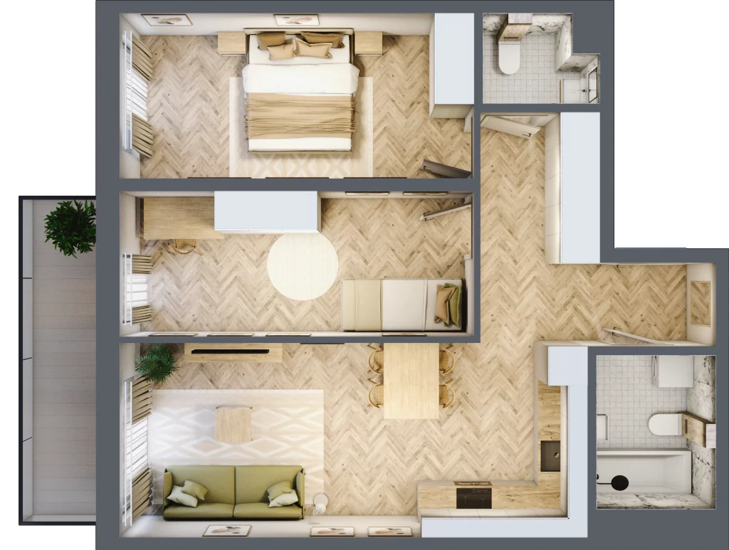 3 pokoje, mieszkanie 64,07 m², piętro 6, oferta nr 52, Rezydencja Świerkowa, Radom, Idalin, ul. Świerkowa 47