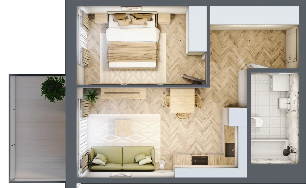 2 pokoje, mieszkanie 40,61 m², piętro 6, oferta nr 53, Rezydencja Świerkowa, Radom, Idalin, ul. Świerkowa 47