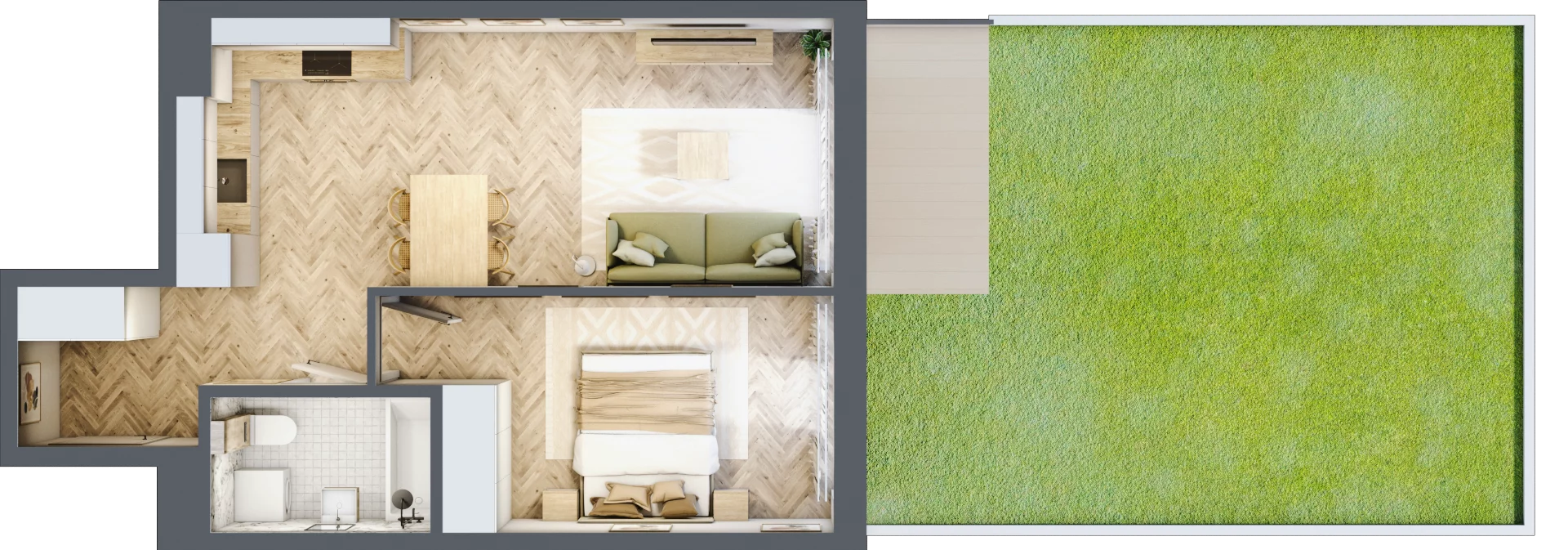 2 pokoje, mieszkanie 44,49 m², parter, oferta nr 62, Rezydencja Świerkowa, Radom, Idalin, ul. Świerkowa 47