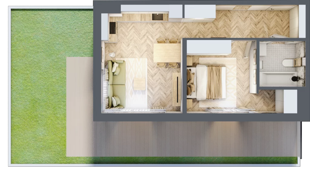 2 pokoje, mieszkanie 43,22 m², parter, oferta nr 65, Rezydencja Świerkowa, Radom, Idalin, ul. Świerkowa 47