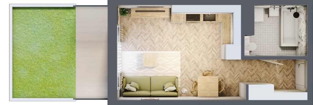 1 pokój, mieszkanie 26,74 m², parter, oferta nr 66, Rezydencja Świerkowa, Radom, Idalin, ul. Świerkowa 47