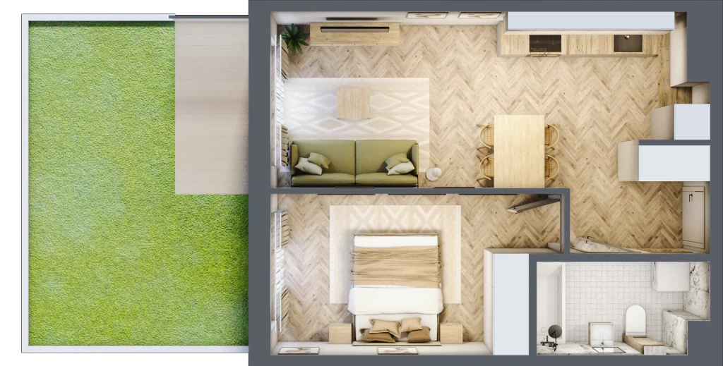 2 pokoje, mieszkanie 42,17 m², parter, oferta nr 67, Rezydencja Świerkowa, Radom, Idalin, ul. Świerkowa 47