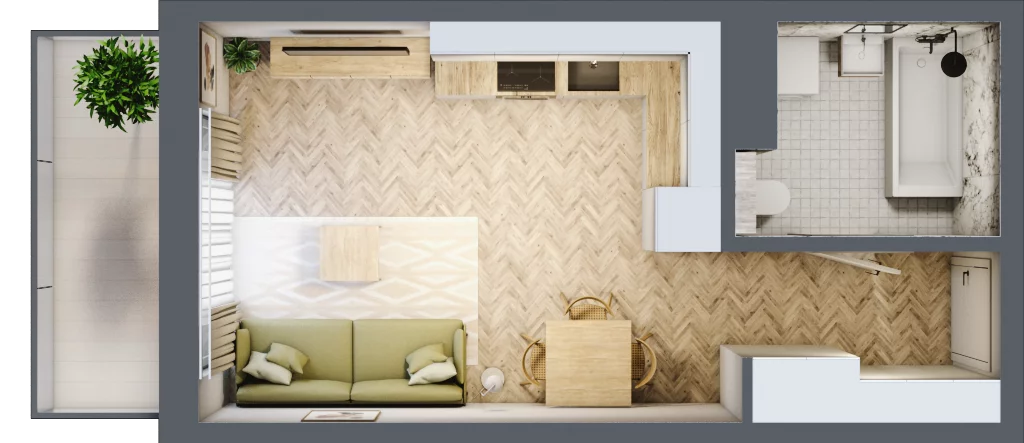 1 pokój, mieszkanie 26,74 m², piętro 3, oferta nr 95, Rezydencja Świerkowa, Radom, Idalin, ul. Świerkowa 47