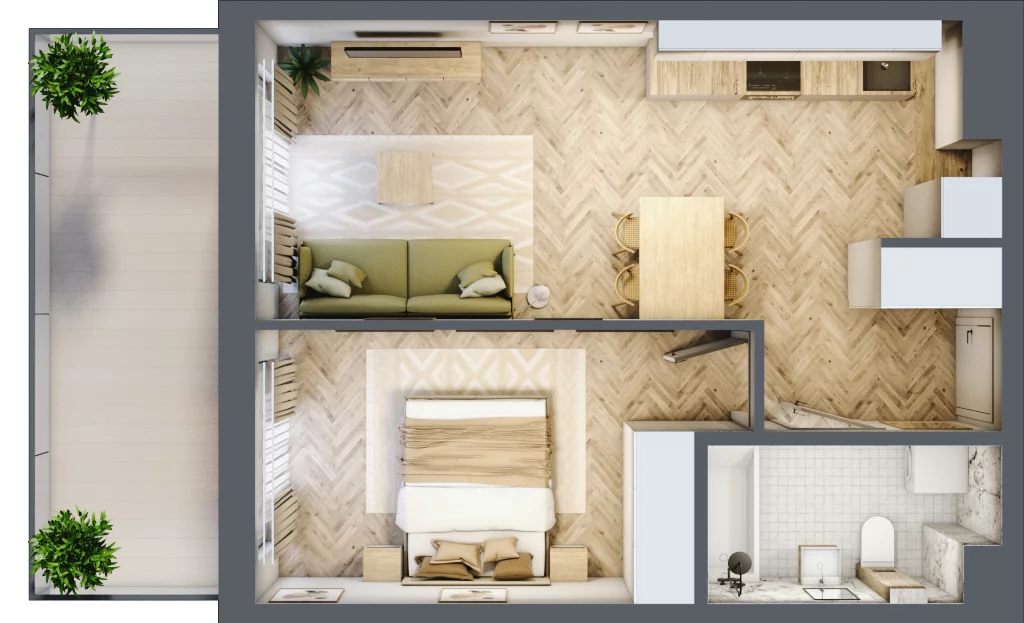 2 pokoje, mieszkanie 42,17 m², piętro 3, oferta nr 96, Rezydencja Świerkowa, Radom, Idalin, ul. Świerkowa 47