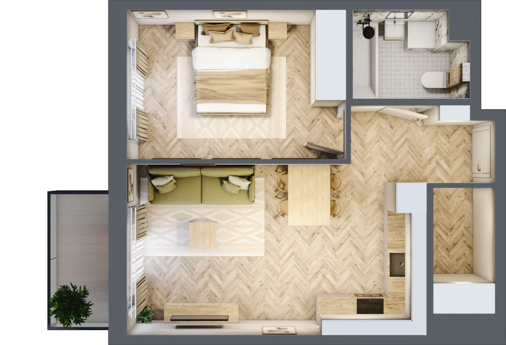 2 pokoje, mieszkanie 45,54 m², piętro 4, oferta nr 99, Rezydencja Świerkowa, Radom, Idalin, ul. Świerkowa 47