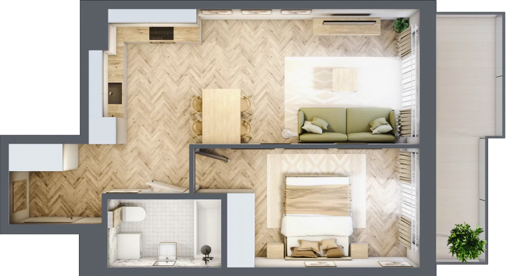 2 pokoje, mieszkanie 44,41 m², piętro 4, oferta nr 101, Rezydencja Świerkowa, Radom, Idalin, ul. Świerkowa 47