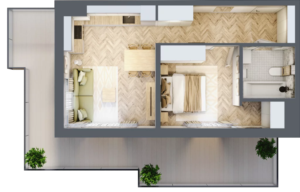 2 pokoje, mieszkanie 43,12 m², piętro 4, oferta nr 104, Rezydencja Świerkowa, Radom, Idalin, ul. Świerkowa 47
