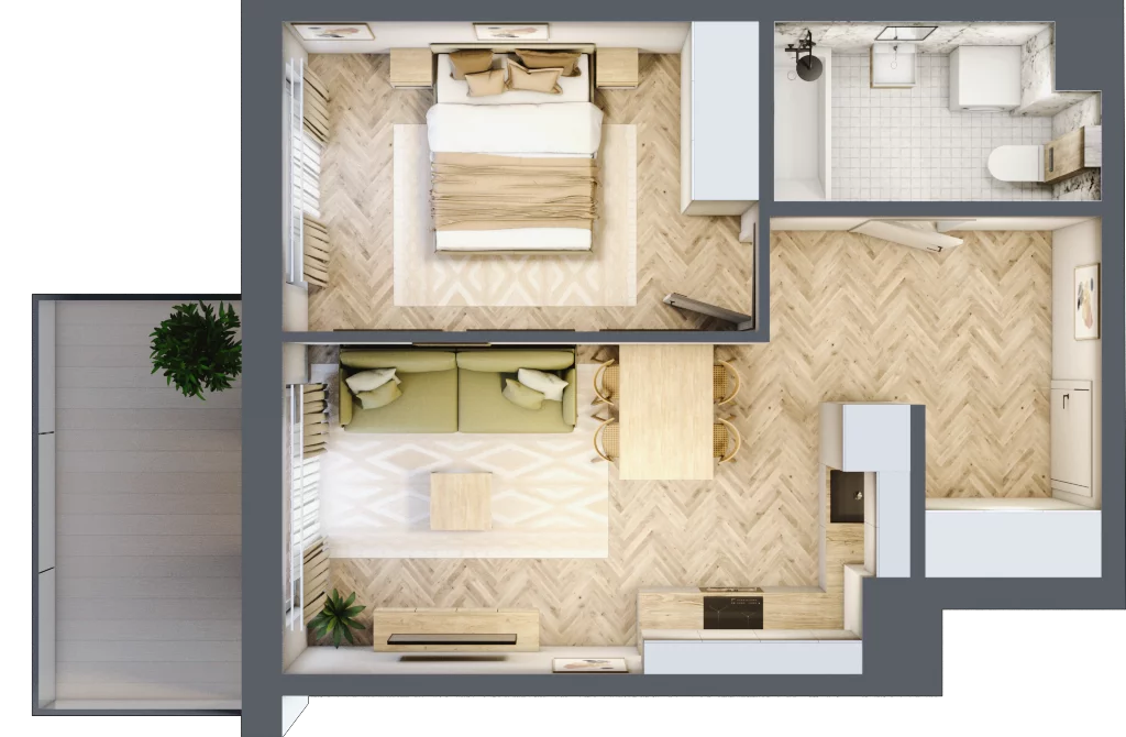 2 pokoje, mieszkanie 40,73 m², piętro 6, oferta nr 120, Rezydencja Świerkowa, Radom, Idalin, ul. Świerkowa 47