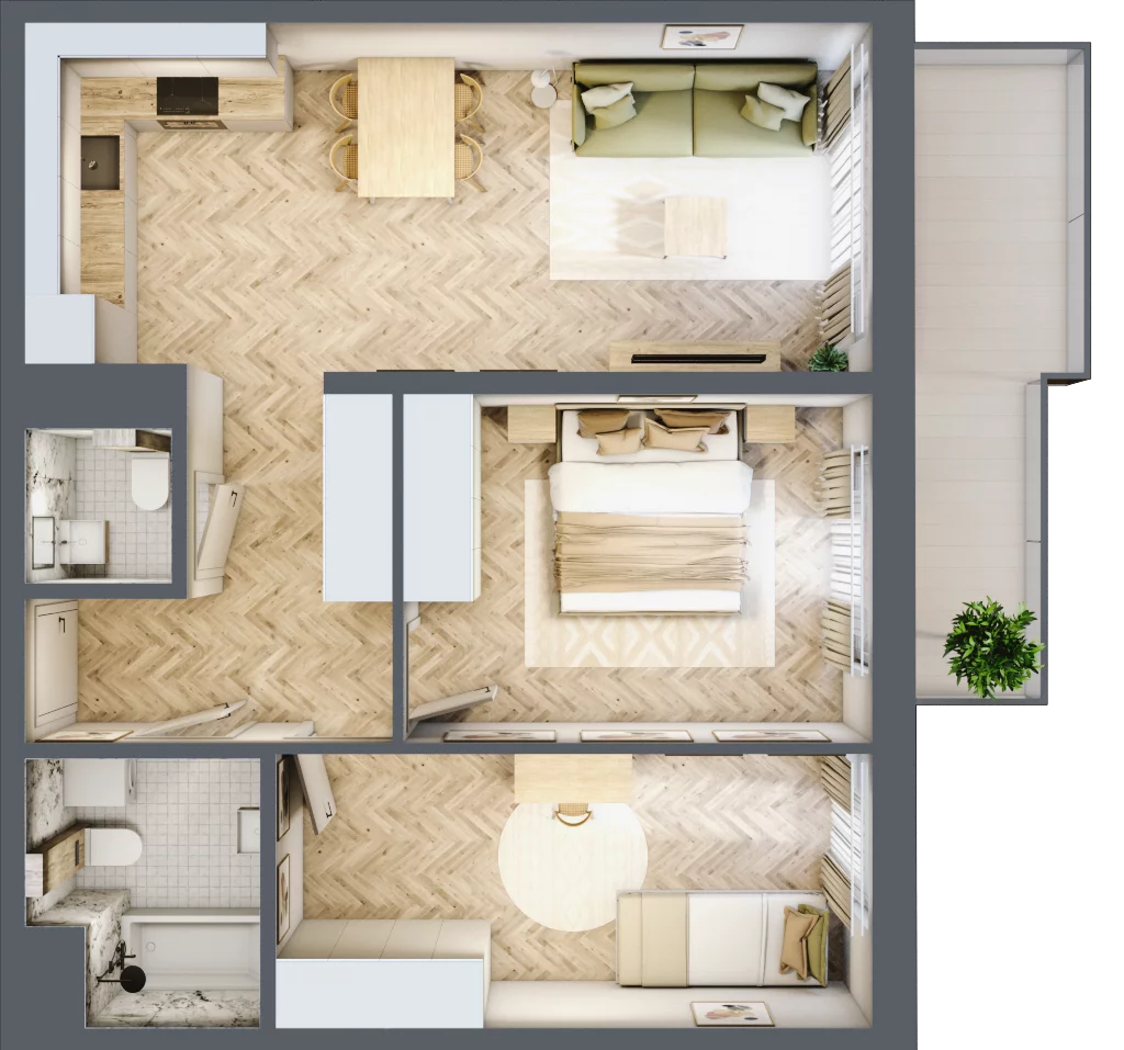 3 pokoje, mieszkanie 61,74 m², piętro 6, oferta nr 122, Rezydencja Świerkowa, Radom, Idalin, ul. Świerkowa 47