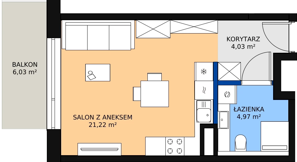 Zalety mieszkania 30.79 m², M3