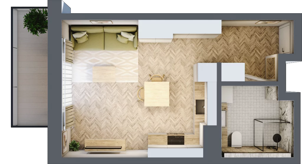 1 pokój, mieszkanie 30,79 m², piętro 1, oferta nr M3, Rezydencja Centrum, Gliwice, Śródmieście, ul. Nasyp 2C