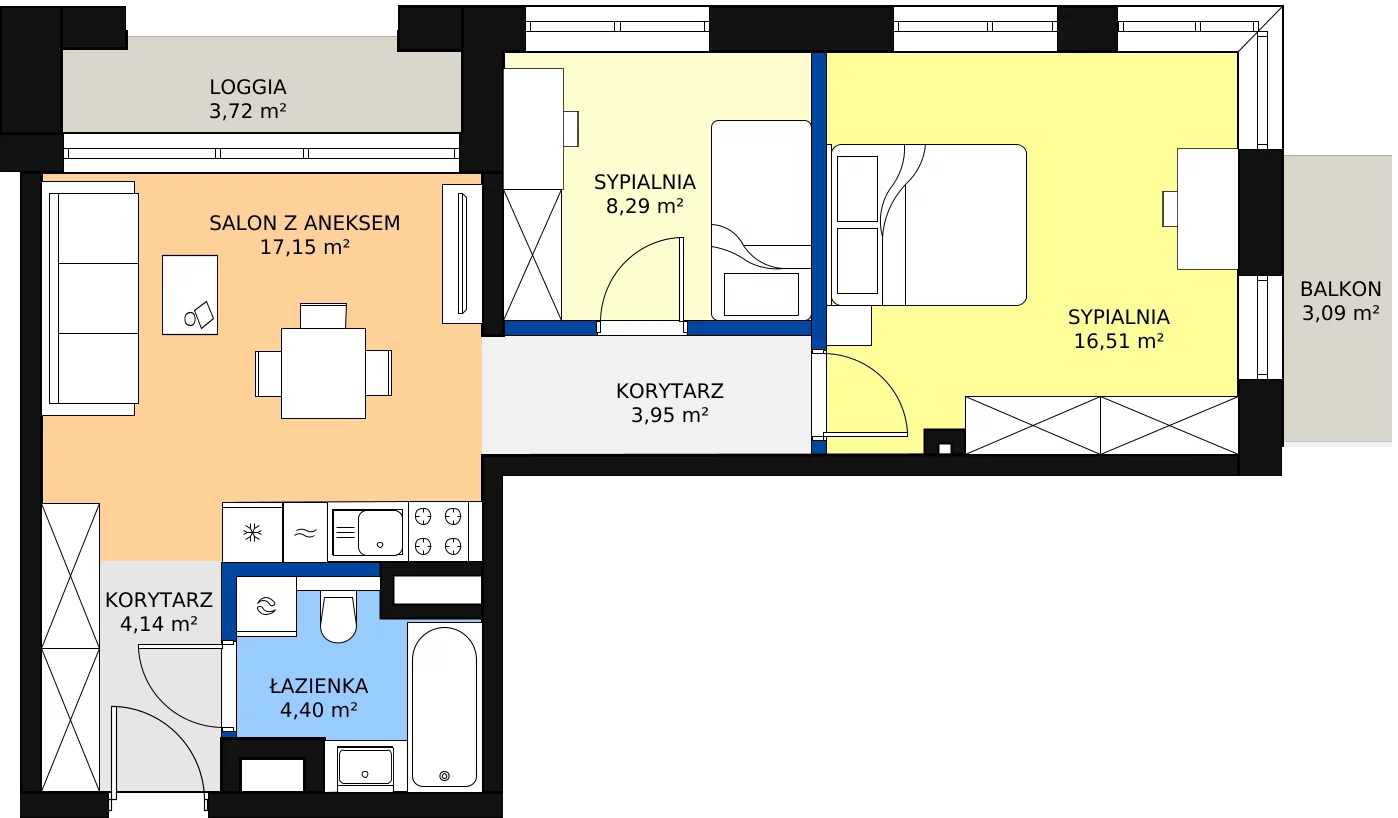 Zalety mieszkania 55.98 m², M8