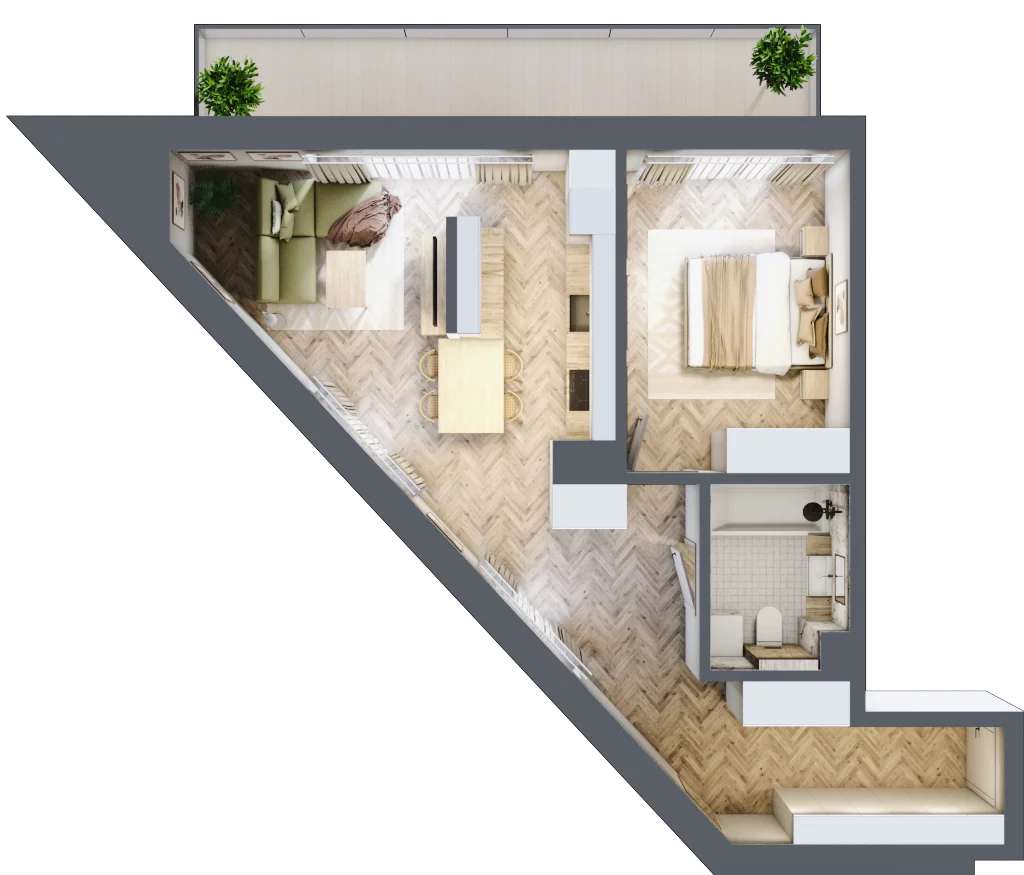 2 pokoje, mieszkanie 54,16 m², piętro 2, oferta nr M12, Rezydencja Centrum, Gliwice, Śródmieście, ul. Nasyp 2C