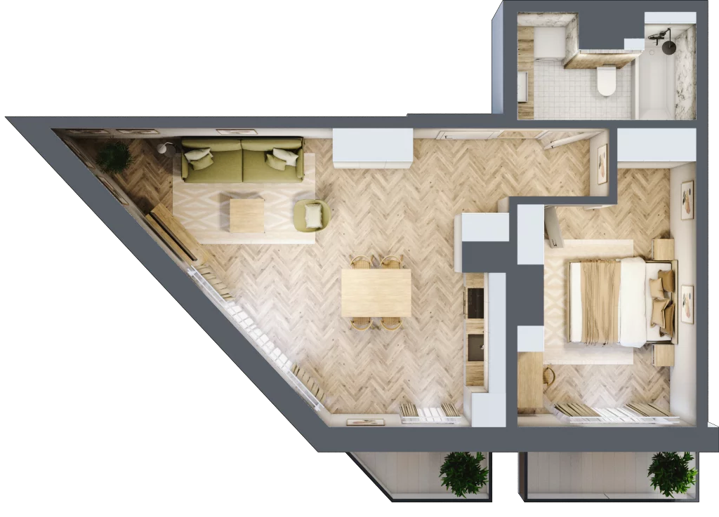 2 pokoje, mieszkanie 51,33 m², piętro 2, oferta nr M19, Rezydencja Centrum, Gliwice, Śródmieście, ul. Nasyp 2C