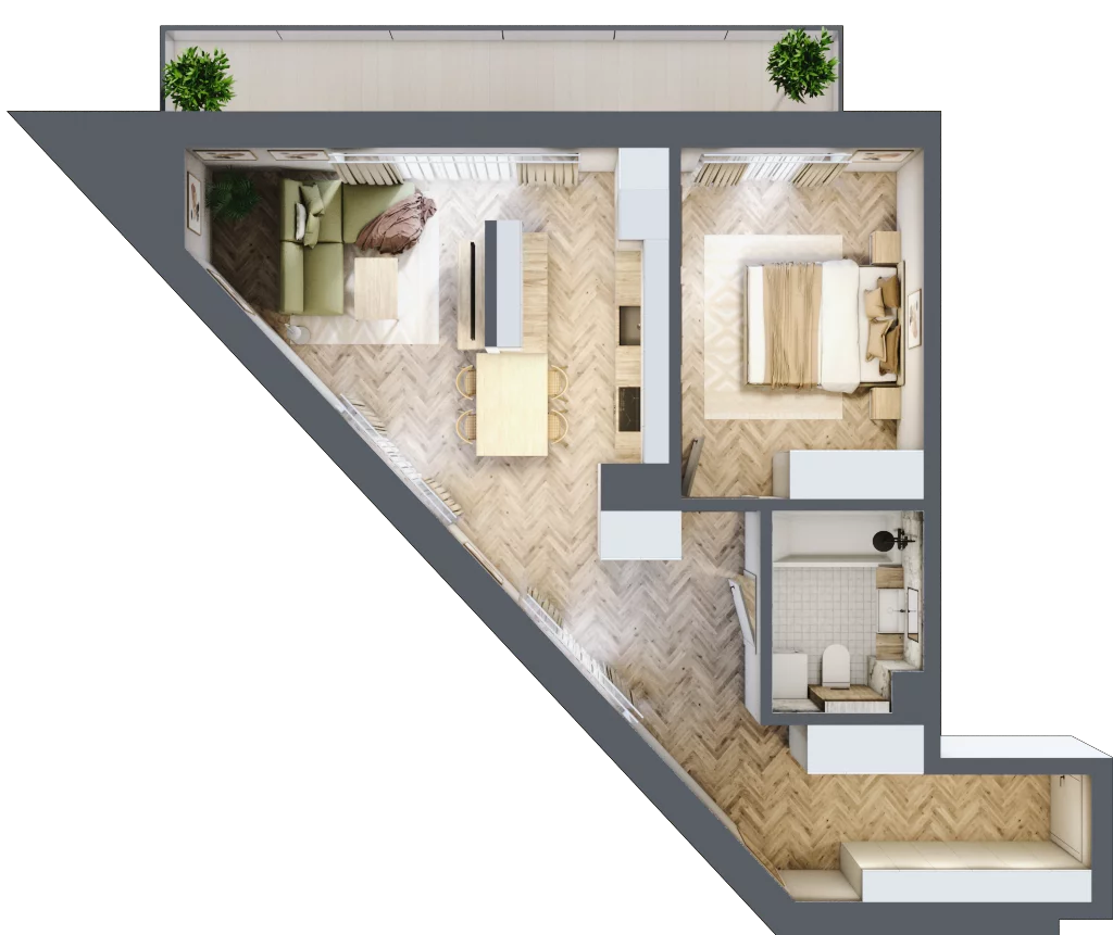 2 pokoje, mieszkanie 54,16 m², piętro 4, oferta nr M32, Rezydencja Centrum, Gliwice, Śródmieście, ul. Nasyp 2C