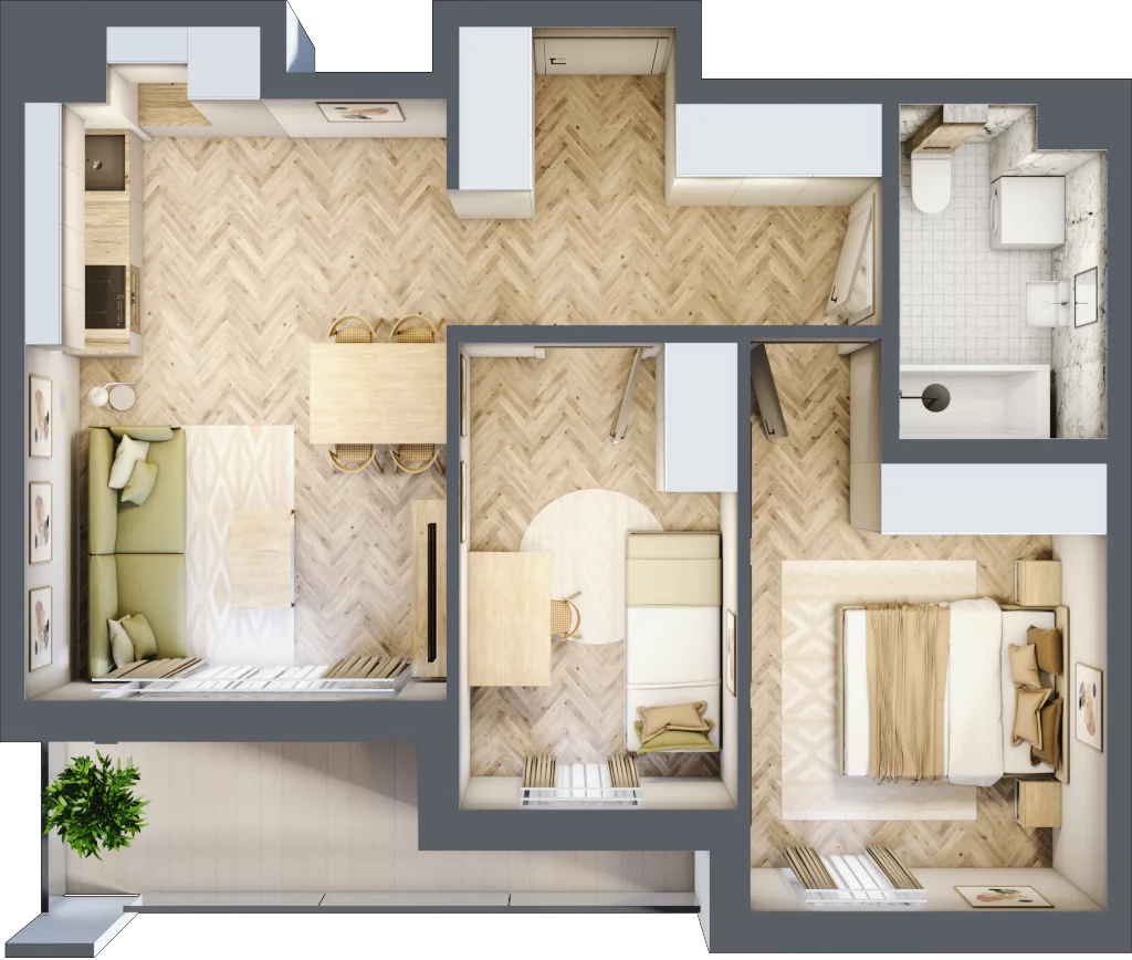 3 pokoje, mieszkanie 52,93 m², piętro 7, oferta nr E82, Panorama Struga, Radom, Śródmieście, ul. Andrzeja Struga 60