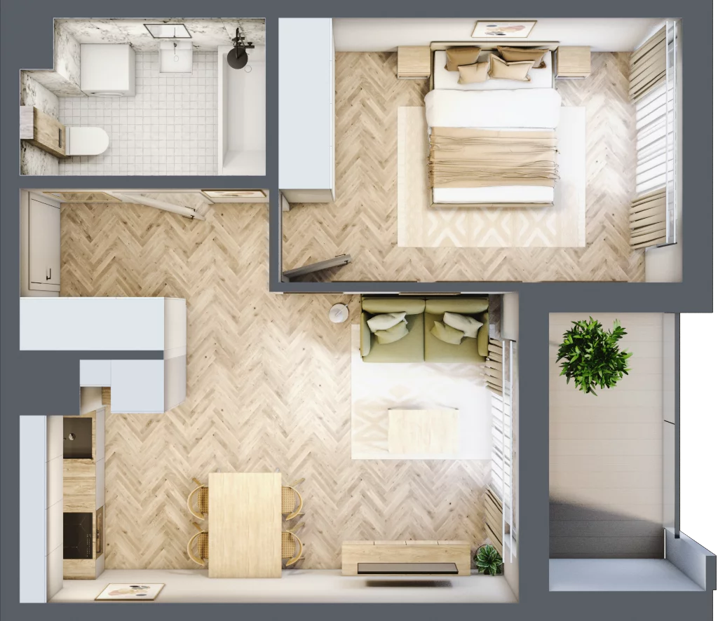 2 pokoje, mieszkanie 41,91 m², piętro 7, oferta nr E85, Panorama Struga, Radom, Śródmieście, ul. Andrzeja Struga 60