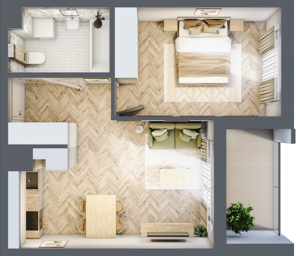 2 pokoje, mieszkanie 41,91 m², piętro 8, oferta nr E97, Panorama Struga, Radom, Śródmieście, ul. Andrzeja Struga 60