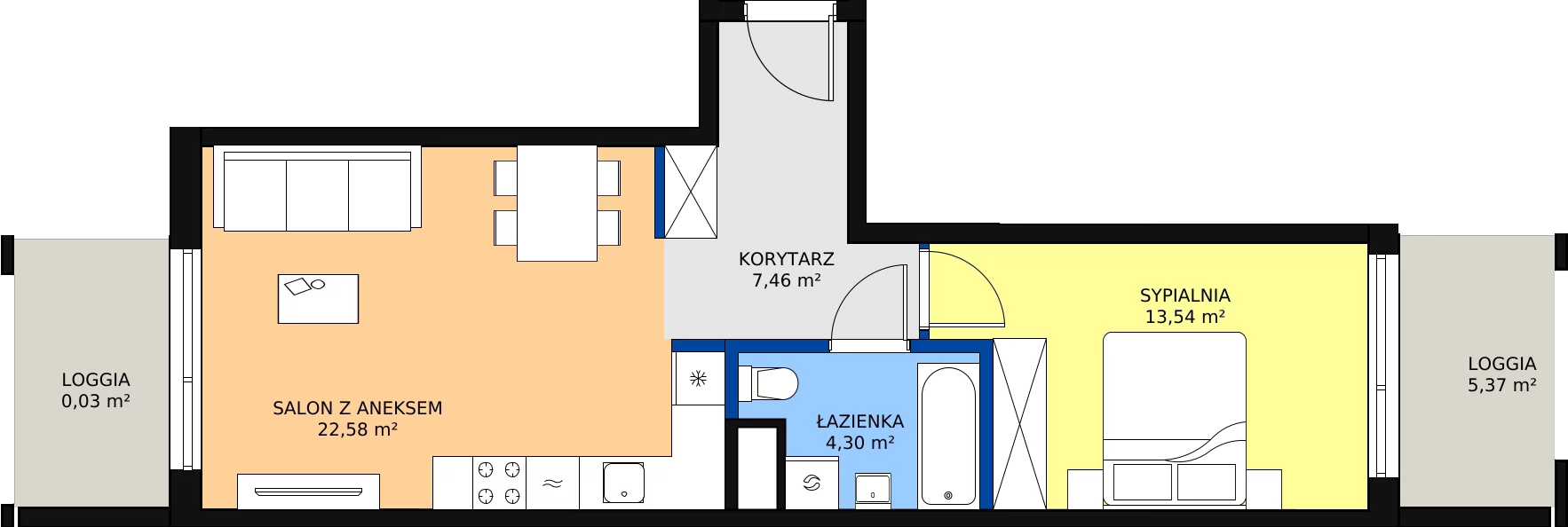 Zalety mieszkania 48.79 m², E99