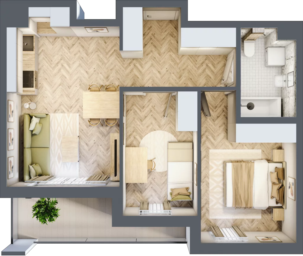 3 pokoje, mieszkanie 52,93 m², piętro 9, oferta nr E106, Panorama Struga, Radom, Śródmieście, ul. Andrzeja Struga 60
