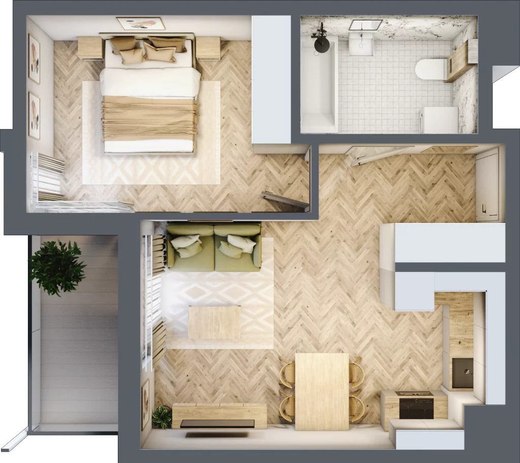2 pokoje, mieszkanie 41,01 m², piętro 9, oferta nr E107, Panorama Struga, Radom, Śródmieście, ul. Andrzeja Struga 60