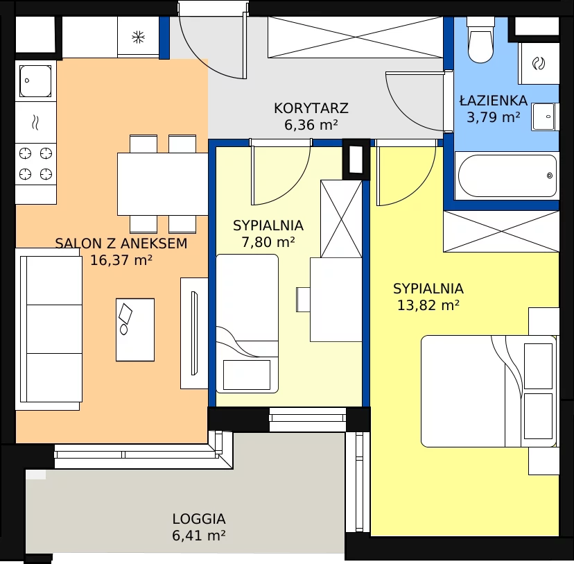 Zalety mieszkania 49.54 m², E108
