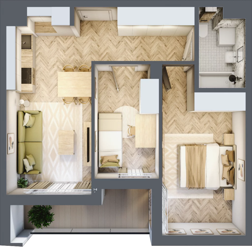 3 pokoje, mieszkanie 49,54 m², piętro 9, oferta nr E108, Panorama Struga, Radom, Śródmieście, ul. Andrzeja Struga 60