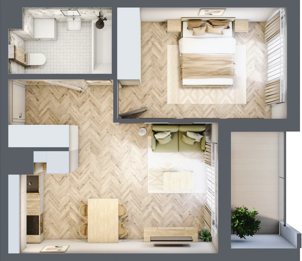 2 pokoje, mieszkanie 41,91 m², piętro 9, oferta nr E109, Panorama Struga, Radom, Śródmieście, ul. Andrzeja Struga 60