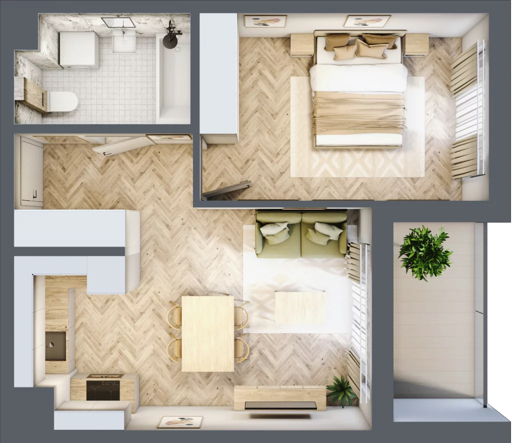 2 pokoje, mieszkanie 41,72 m², piętro 6, oferta nr F44, Panorama Struga, Radom, Śródmieście, ul. Andrzeja Struga 60