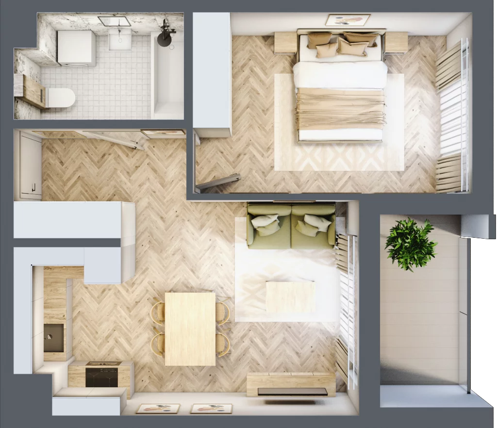 2 pokoje, mieszkanie 41,72 m², piętro 6, oferta nr F45, Panorama Struga, Radom, Śródmieście, ul. Andrzeja Struga 60