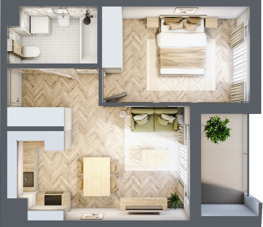 2 pokoje, mieszkanie 41,70 m², piętro 7, oferta nr F51, Panorama Struga, Radom, Śródmieście, ul. Andrzeja Struga 60