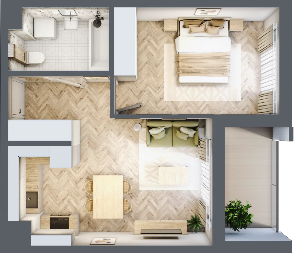 2 pokoje, mieszkanie 41,70 m², piętro 8, oferta nr F59, Panorama Struga, Radom, Śródmieście, ul. Andrzeja Struga 60