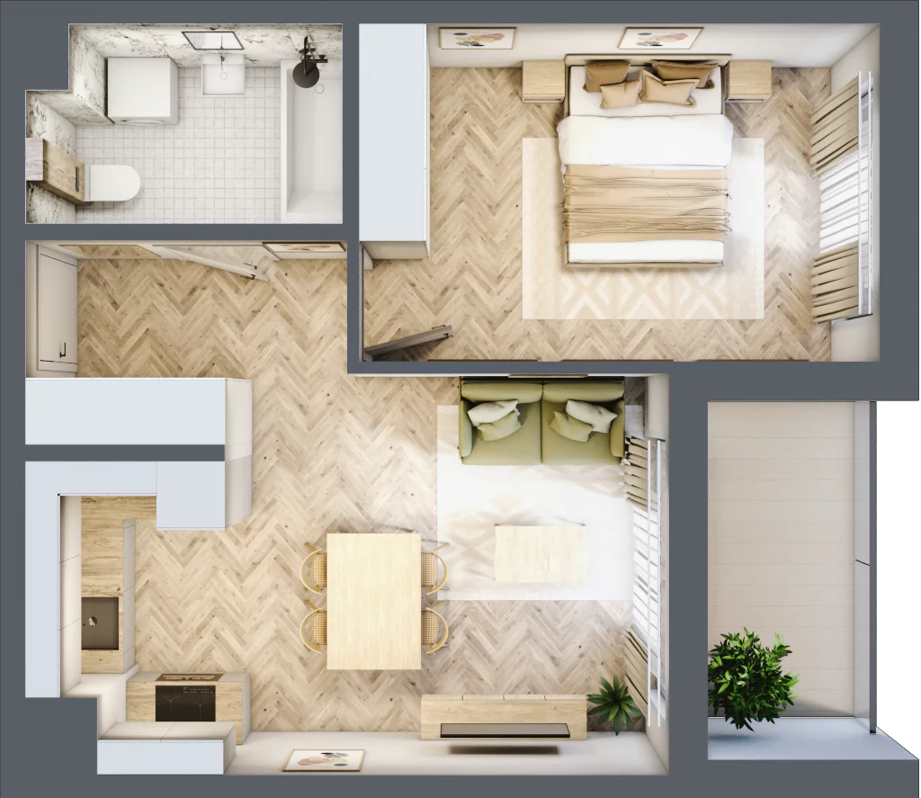 2 pokoje, mieszkanie 41,72 m², piętro 8, oferta nr F60, Panorama Struga, Radom, Śródmieście, ul. Andrzeja Struga 60