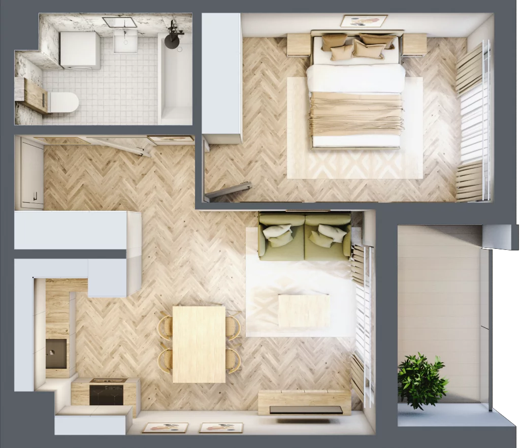 2 pokoje, mieszkanie 41,72 m², piętro 8, oferta nr F61, Panorama Struga, Radom, Śródmieście, ul. Andrzeja Struga 60