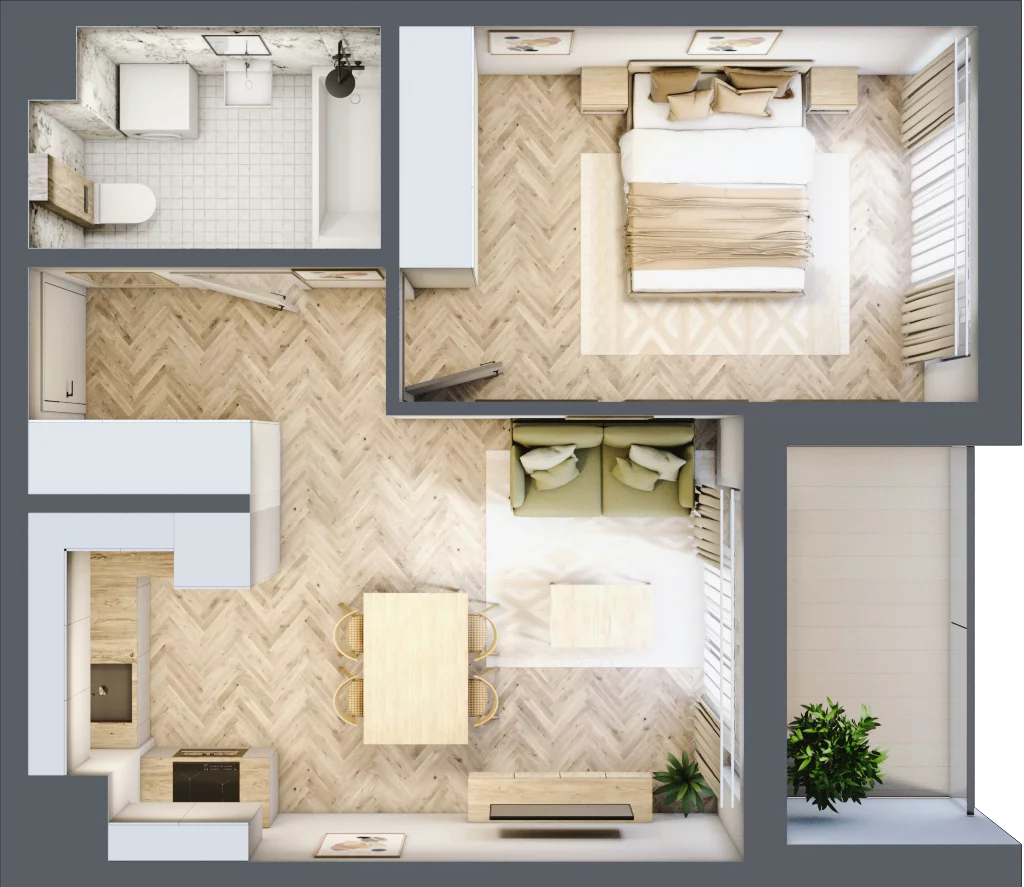 2 pokoje, mieszkanie 41,72 m², piętro 9, oferta nr F68, Panorama Struga, Radom, Śródmieście, ul. Andrzeja Struga 60